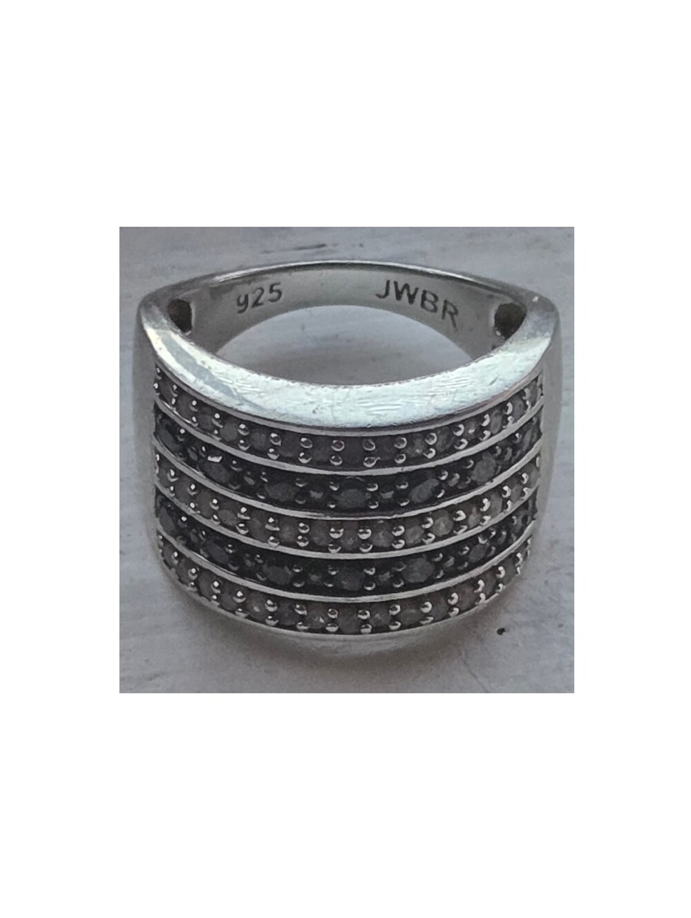 JWBR 925 Sterling Silver Channel-set Black Diamonds Ring